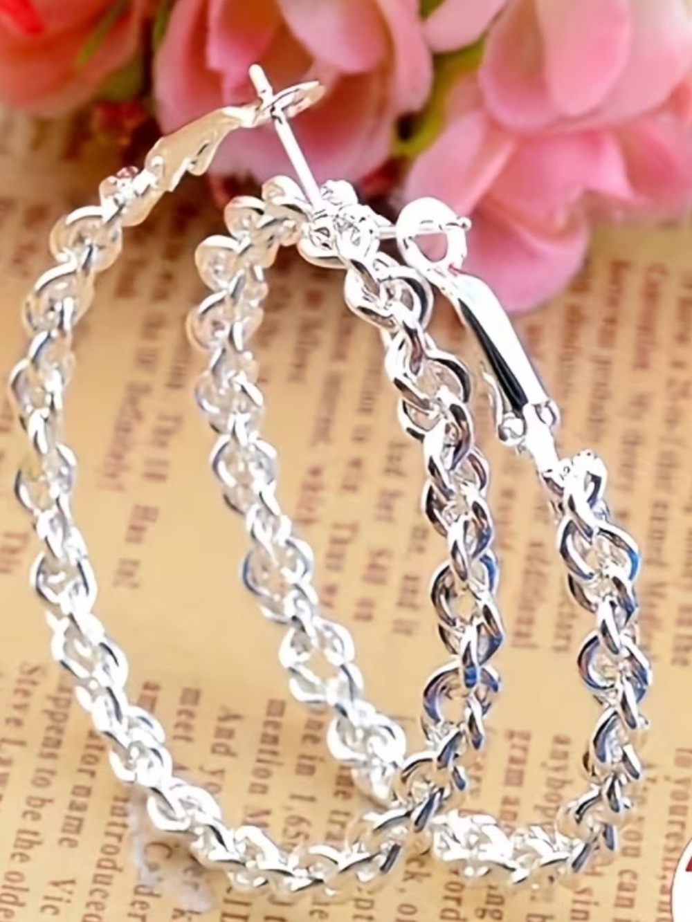 925 Sterling Silver Braided Hoop Earrings 1.5” diameter